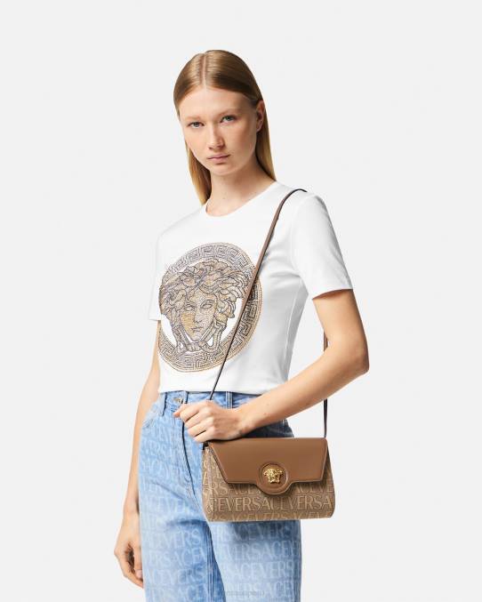 Versace bolsas mujer bandolera con medusa en toda la prenda 6BPV327 marrón
