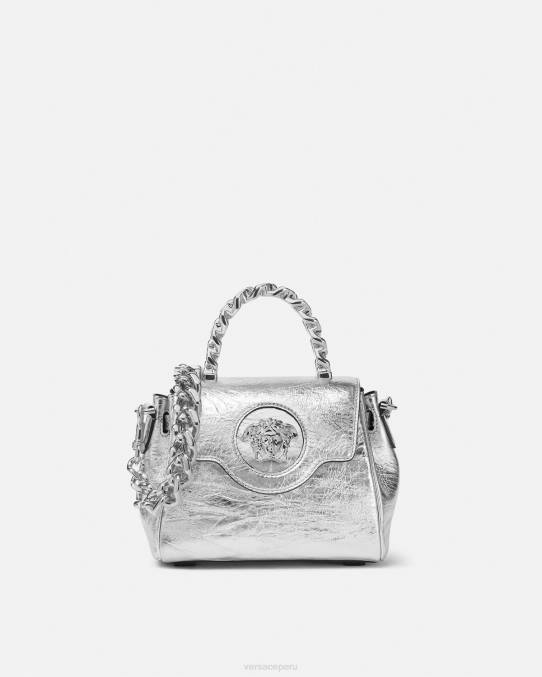 Versace bolsas mujer bolso de mano la medusa metalizado pequeño 6BPV305 gris