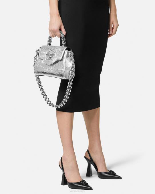 Versace bolsas mujer bolso de mano la medusa metalizado pequeño 6BPV305 gris