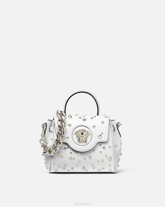 Versace bolsas mujer bolso de mano pequeño con pinchos la medusa 6BPV351 blanco