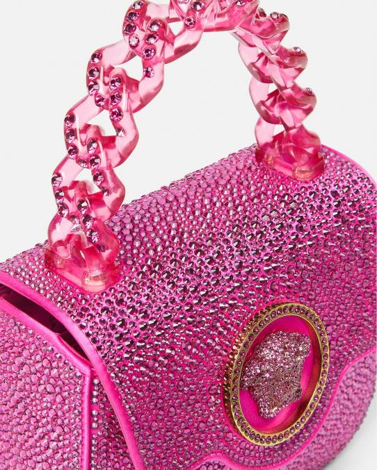 Versace bolsas mujer bolso mini con medusa de cristales 6BPV315 fucsia
