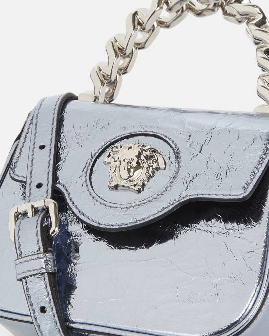 Versace bolsas mujer bolso mini metalizado la medusa 6BPV302 azul claro