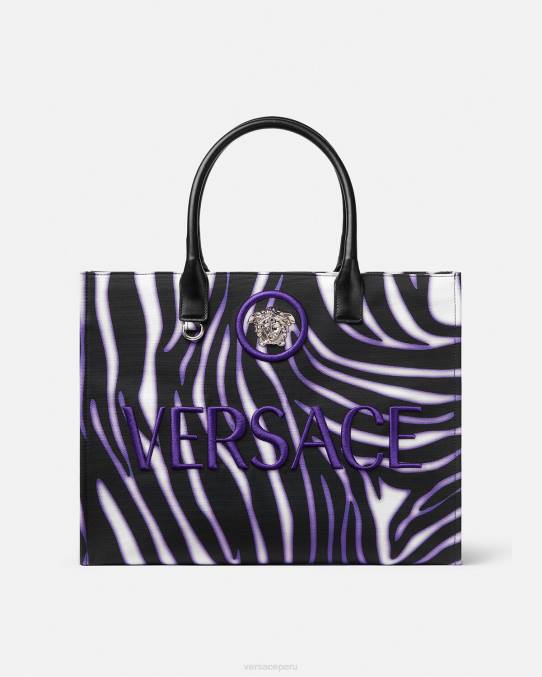 Versace bolsas mujer bolso shopper grande con estampado de cebra 6BPV349 estampado y violeta