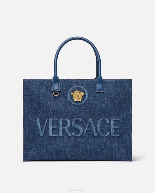 Versace bolsas mujer bolso shopper grande con medusa 6BPV339 azul