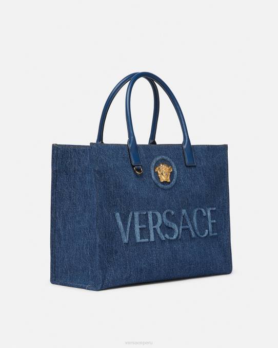 Versace bolsas mujer bolso shopper grande con medusa 6BPV339 azul