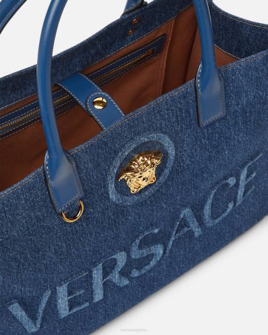Versace bolsas mujer bolso shopper grande con medusa 6BPV339 azul