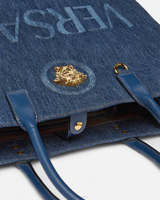 Versace bolsas mujer bolso shopper grande con medusa 6BPV339 azul