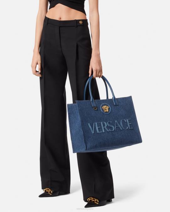 Versace bolsas mujer bolso shopper grande con medusa 6BPV339 azul