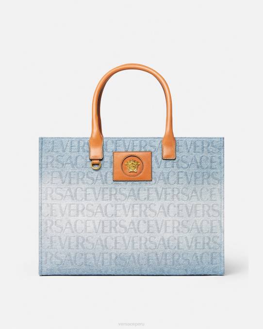 Versace bolsas mujer bolso tote grande de mezclilla 6BPV324 azul claro