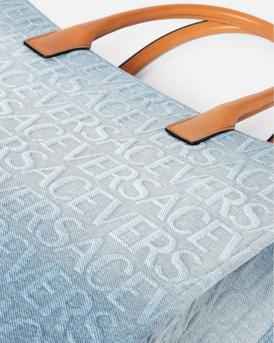 Versace bolsas mujer bolso tote grande de mezclilla 6BPV324 azul claro