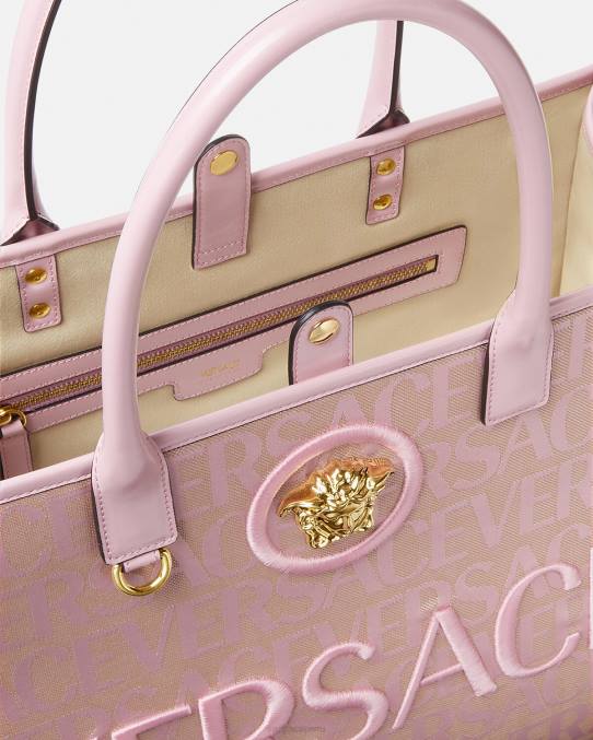 Versace bolsas mujer bolso tote grande en toda la prenda 6BPV320 rosa y estampado