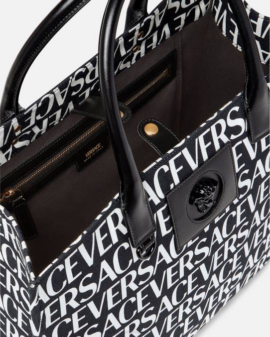 Versace bolsas mujer bolso tote grande en toda la prenda 6BPV322 negro