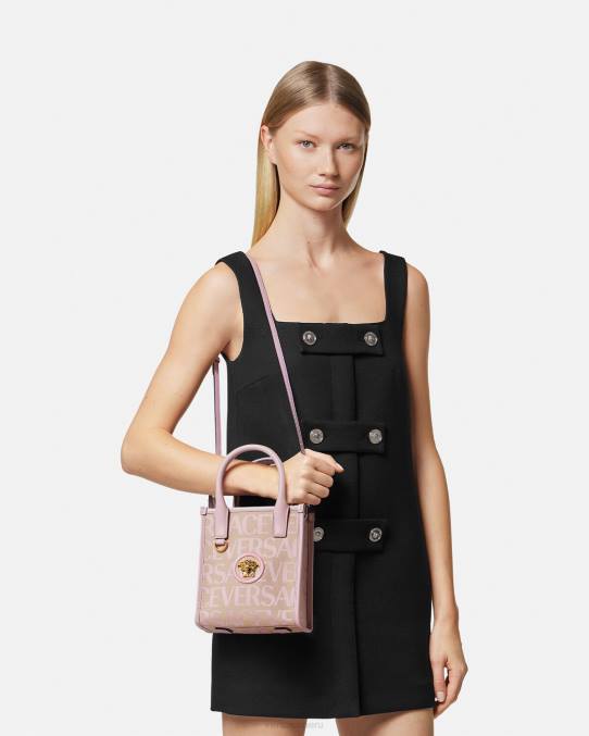 Versace bolsas mujer bolso tote mini en toda su extensión 6BPV319 rosa y estampado