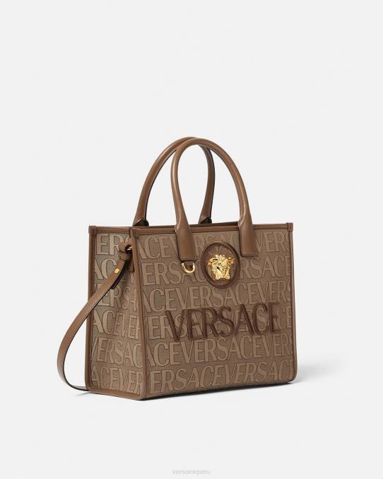 Versace bolsas mujer bolso tote pequeño en toda su extensión 6BPV316 marrón