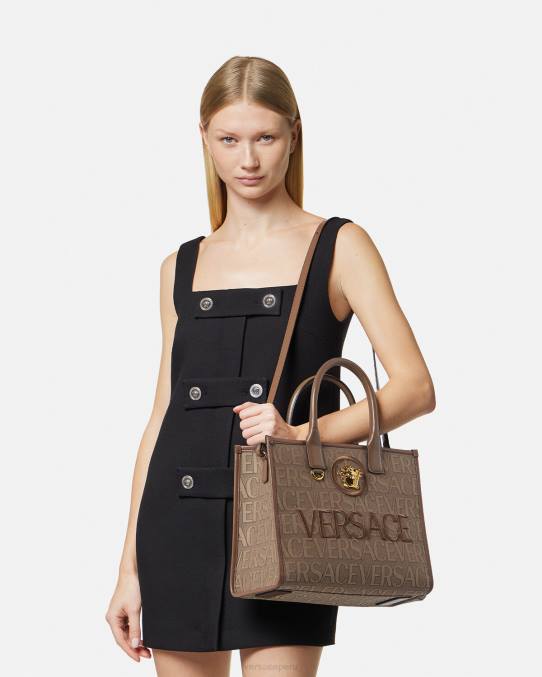Versace bolsas mujer bolso tote pequeño en toda su extensión 6BPV316 marrón