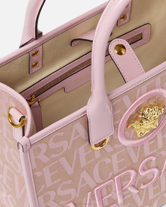 Versace bolsas mujer bolso tote pequeño en toda su extensión 6BPV317 rosa y estampado