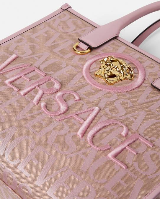 Versace bolsas mujer bolso tote pequeño en toda su extensión 6BPV317 rosa y estampado