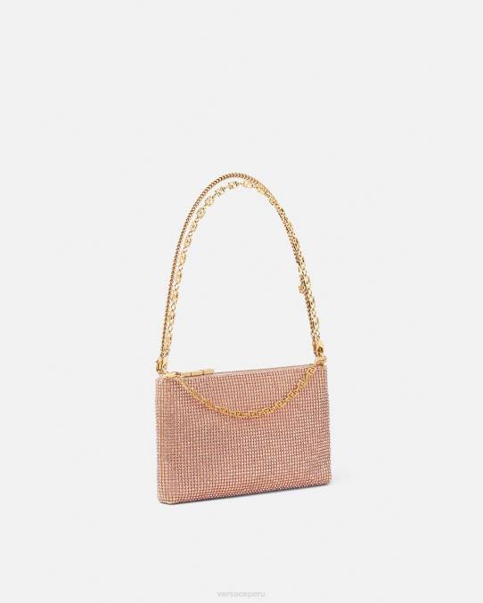 Versace bolsas mujer bolso de mano de malla metálica con cristales 6BPV381 rosa