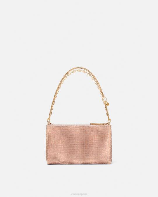 Versace bolsas mujer bolso de mano de malla metálica con cristales 6BPV381 rosa