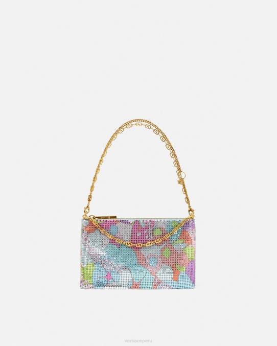 Versace bolsas mujer bolso de mano floral de malla metálica de verano 6BPV380 imprimir