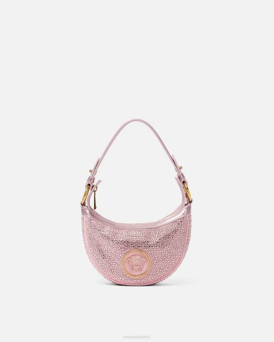 Versace bolsas mujer bolso hobo mini con repetición de cristales 6BPV275 rosa