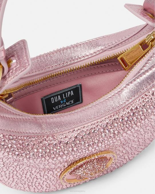 Versace bolsas mujer bolso hobo mini con repetición de cristales 6BPV275 rosa