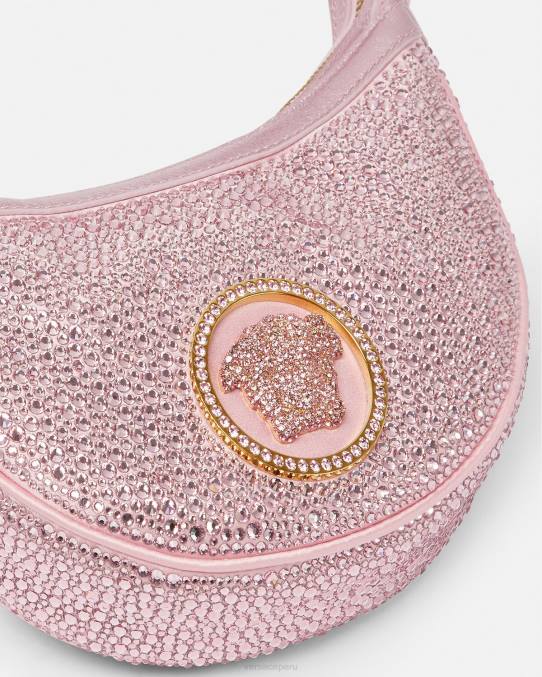 Versace bolsas mujer bolso hobo mini con repetición de cristales 6BPV275 rosa