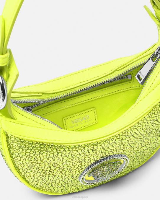 Versace bolsas mujer bolso hobo mini con repetición de cristales 6BPV293 amarillo