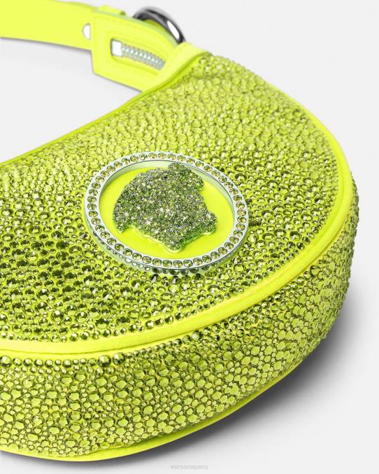 Versace bolsas mujer bolso hobo mini con repetición de cristales 6BPV293 amarillo