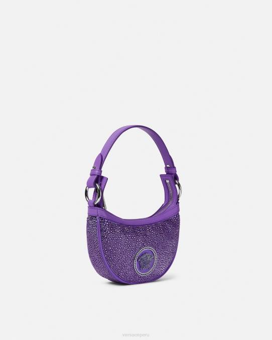 Versace bolsas mujer bolso hobo mini con repetición de cristales 6BPV299 Violeta