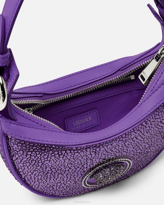 Versace bolsas mujer bolso hobo mini con repetición de cristales 6BPV299 Violeta
