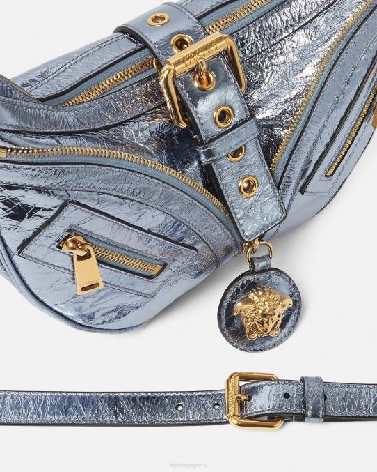 Versace bolsas mujer bolso hobo pequeño con repetición metalizada 6BPV277 un color