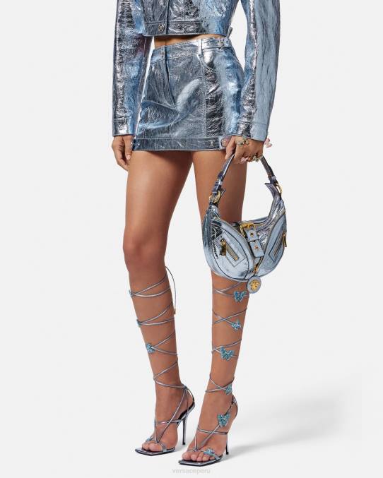 Versace bolsas mujer bolso hobo pequeño con repetición metalizada 6BPV277 un color