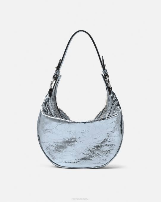 Versace bolsas mujer bolso hobo pequeño metalizado repetido 6BPV279 azul claro