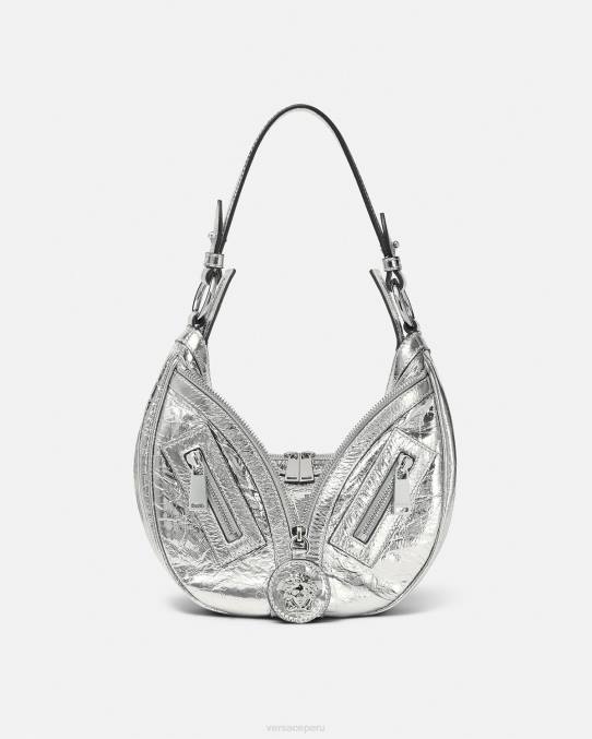 Versace bolsas mujer bolso hobo pequeño metalizado repetido 6BPV280 gris