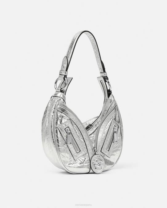 Versace bolsas mujer bolso hobo pequeño metalizado repetido 6BPV280 gris