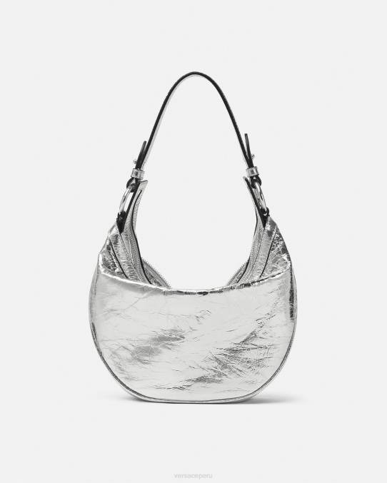 Versace bolsas mujer bolso hobo pequeño metalizado repetido 6BPV280 gris
