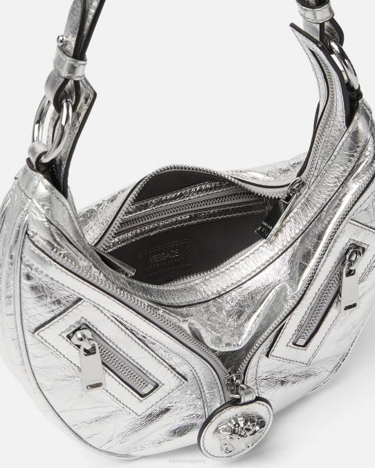 Versace bolsas mujer bolso hobo pequeño metalizado repetido 6BPV280 gris