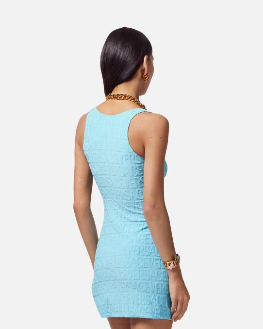 Versace ropa interior y ropa de playa mujer vestido tipo toalla por toda la prenda 6BPV1190 azul claro