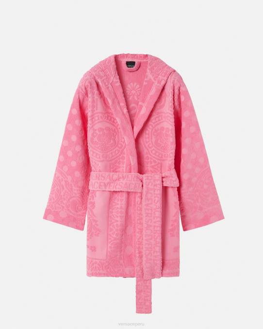 Versace ropa interior y ropa de playa mujer albornoz corto barroco conchas marinas 6BPV1081 rosa