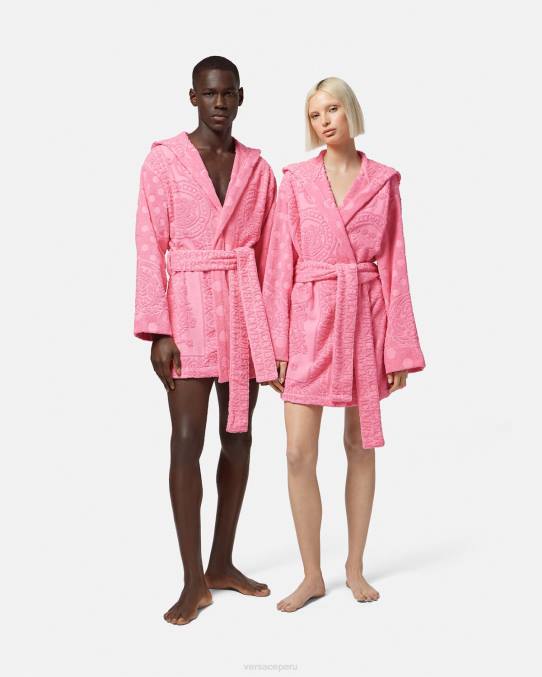 Versace ropa interior y ropa de playa mujer albornoz corto barroco conchas marinas 6BPV1081 rosa