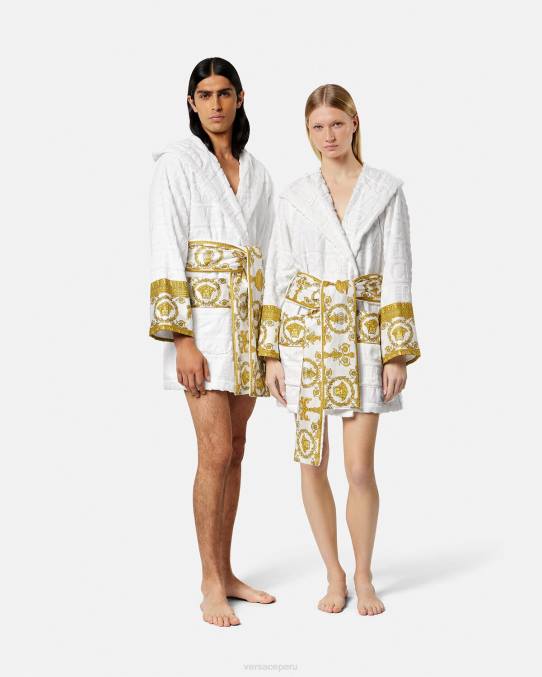 Versace ropa interior y ropa de playa mujer albornoz corto integral 6BPV1087 blanco