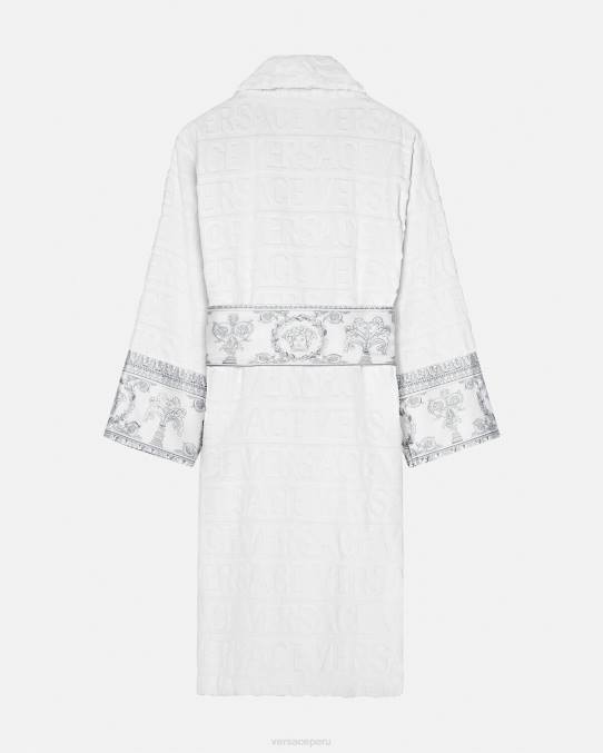 Versace ropa interior y ropa de playa mujer yo bata de baño barroca 6BPV1089 plata blanca