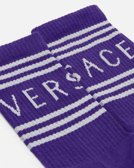 Versace ropa interior y ropa de playa mujer calcetines con logo vintage años 90 6BPV1108 Violeta