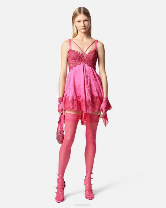 Versace ropa interior y ropa de playa mujer medias de encaje 6BPV1111 rosa