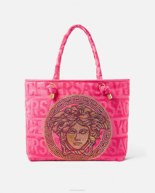 Versace ropa interior y ropa de playa mujer bolso shopper con medusa y cristales 6BPV1208 fucsia