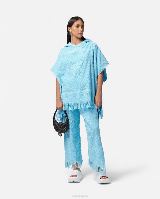 Versace ropa interior y ropa de playa mujer pantalones pareo de toalla 6BPV1188 azul claro