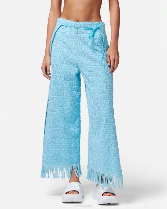 Versace ropa interior y ropa de playa mujer pantalones pareo de toalla 6BPV1188 azul claro