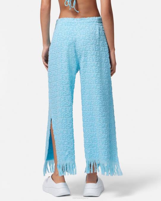 Versace ropa interior y ropa de playa mujer pantalones pareo de toalla 6BPV1188 azul claro