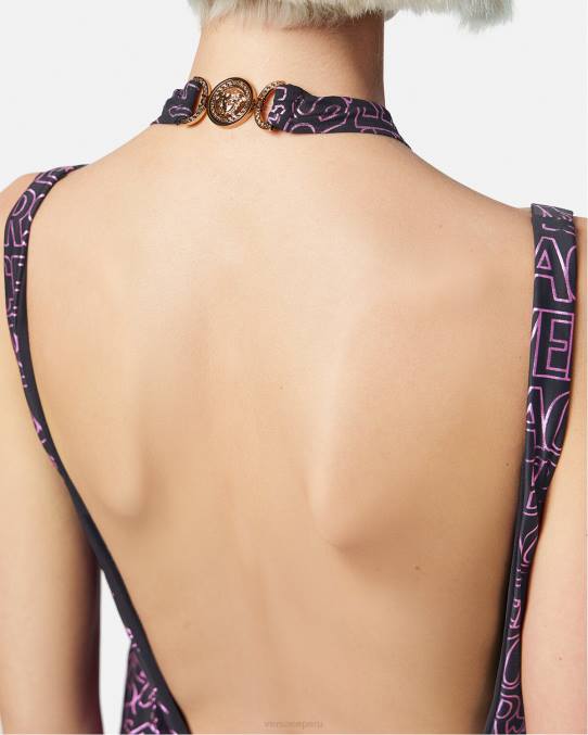 Versace ropa interior y ropa de playa mujer pareo de playa integral 6BPV1215 fucsia y estampado